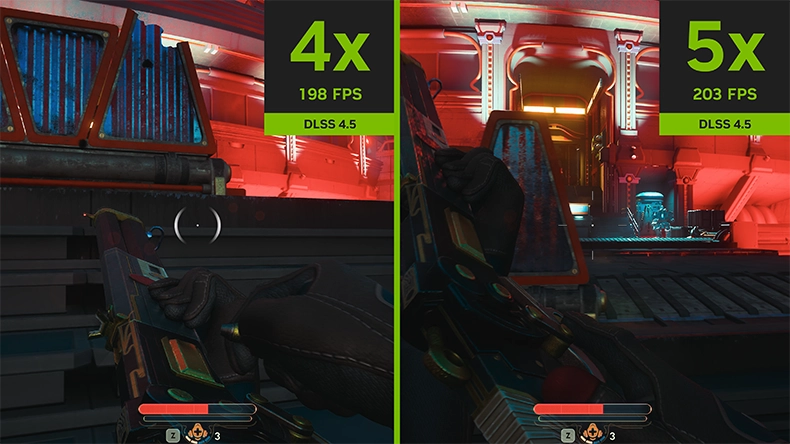 DLSS 4.5 - 4x 198 FPS ve 5x 203 FPS karşılaştırması
