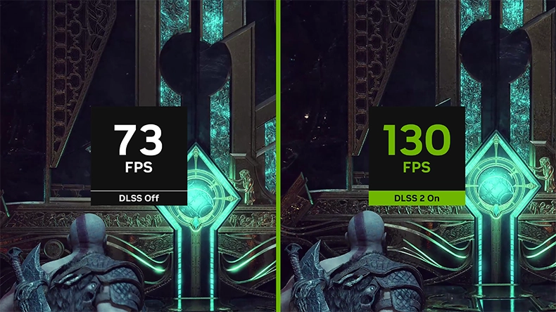 DLSS Süper Çözünürlük - DLSS Off 73 FPS ve DLSS 2 On 130 FPS karşılaştırması