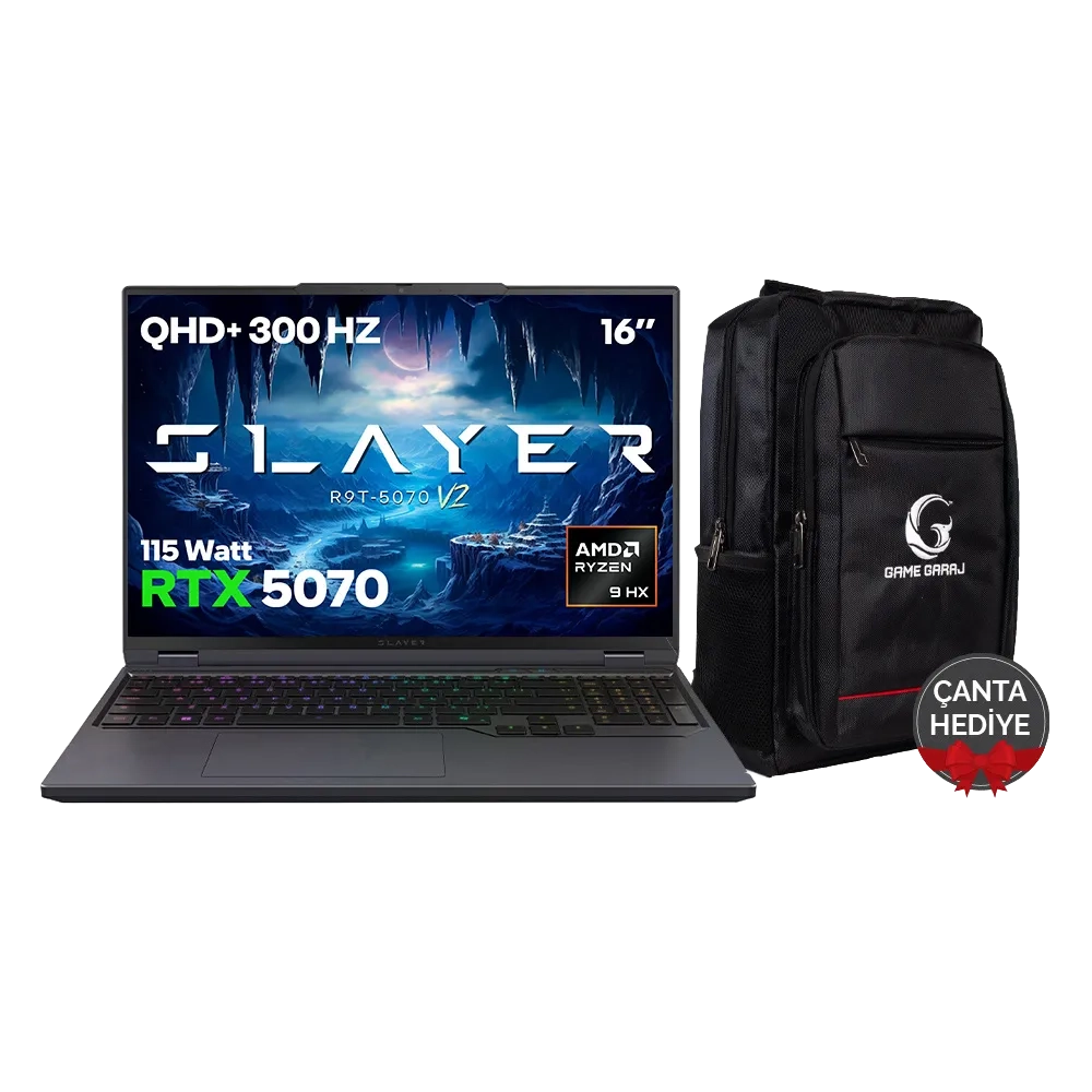 Game Garaj Slayer R9T-5070 V2 AMD Ryzen 9 8945HX RTX5070 16" 300Hz QHD FreeDos Oyuncu Laptop
