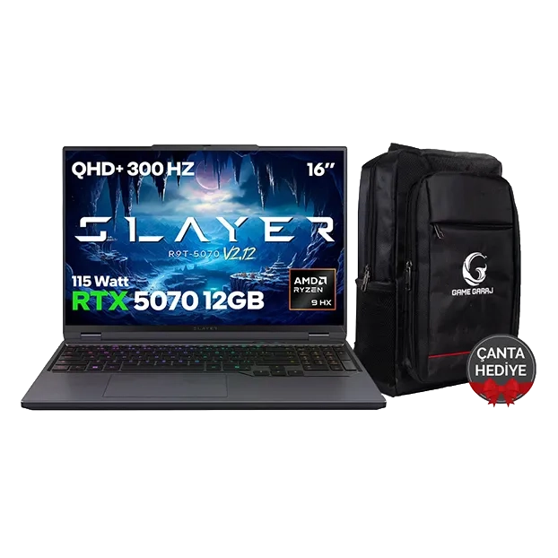 Game Garaj Slayer R9T-5070 V2.12 AMD Ryzen 9 8945HX RTX5070 12GB 16" 300Hz QHD+ FreeDos Oyuncu Laptop
