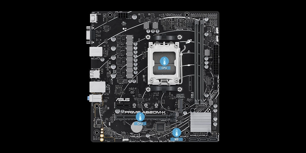 ASUS PRIME A620M-K daha serin tasarım soğutma yapısı