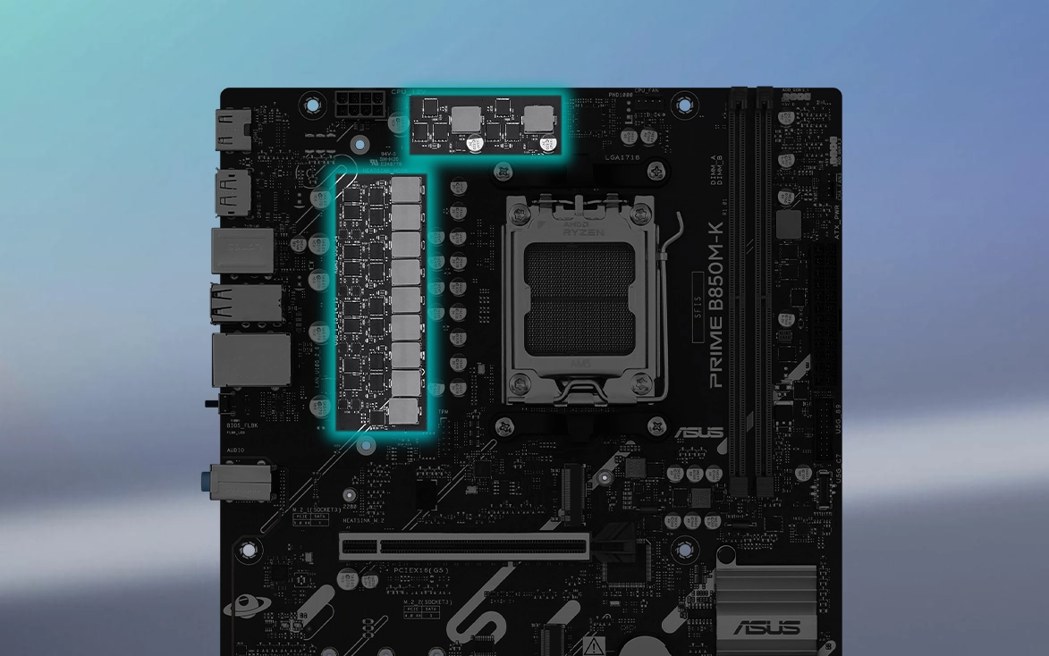 ASUS PRIME B850M-K 8+2+1 fazlı dijital güç tasarımı