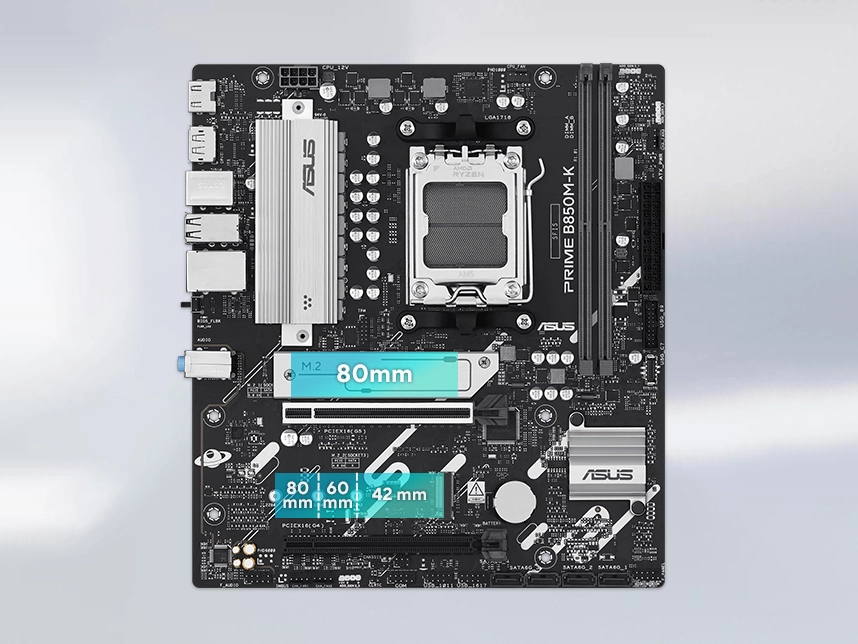 ASUS PRIME B850M-K iki adet M.2 yuvası