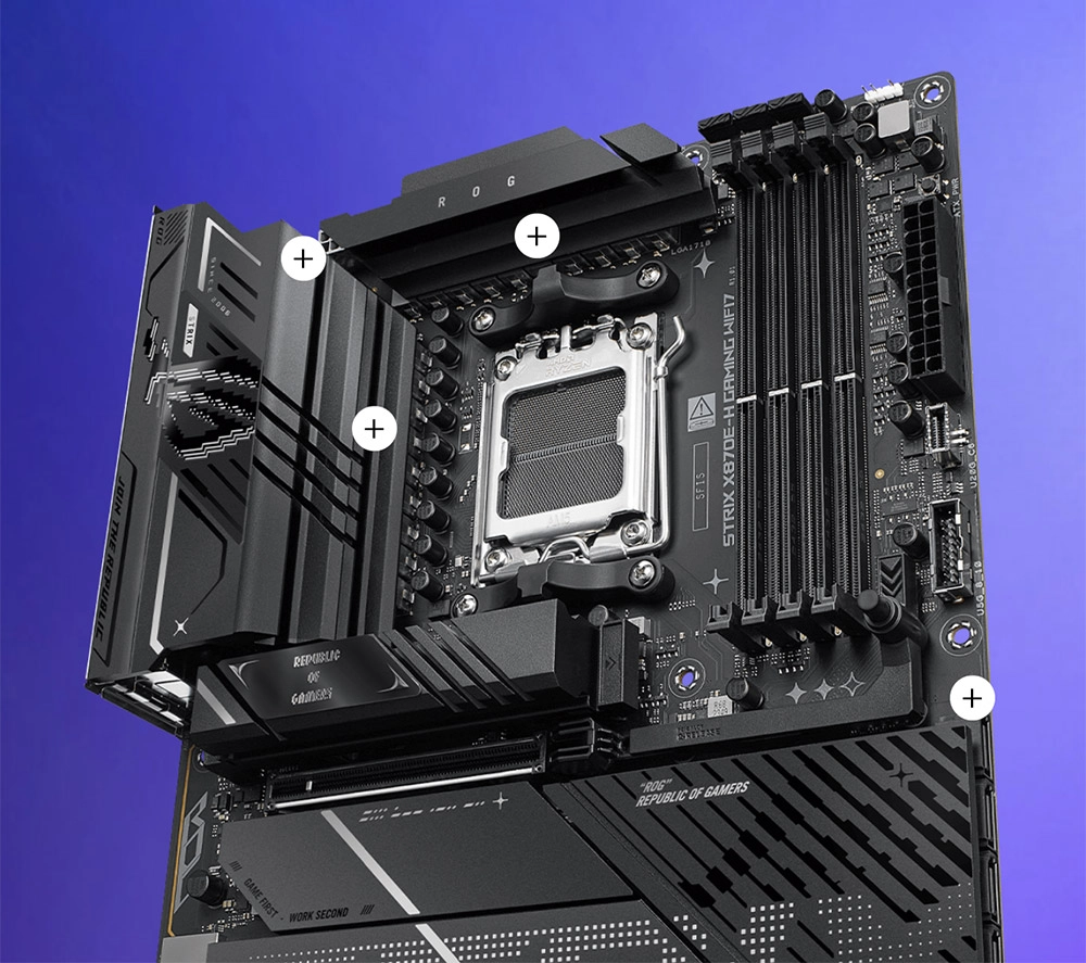 ASUS ROG STRIX X870E-H 16+2+1 güç aşaması