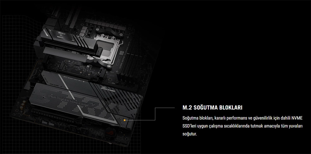 ASUS ROG STRIX X870E-H M.2 soğutma blokları