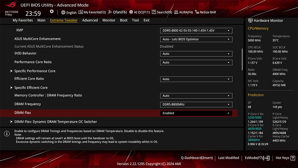 ASUS ROG STRIX Z890-F DIMM Flex