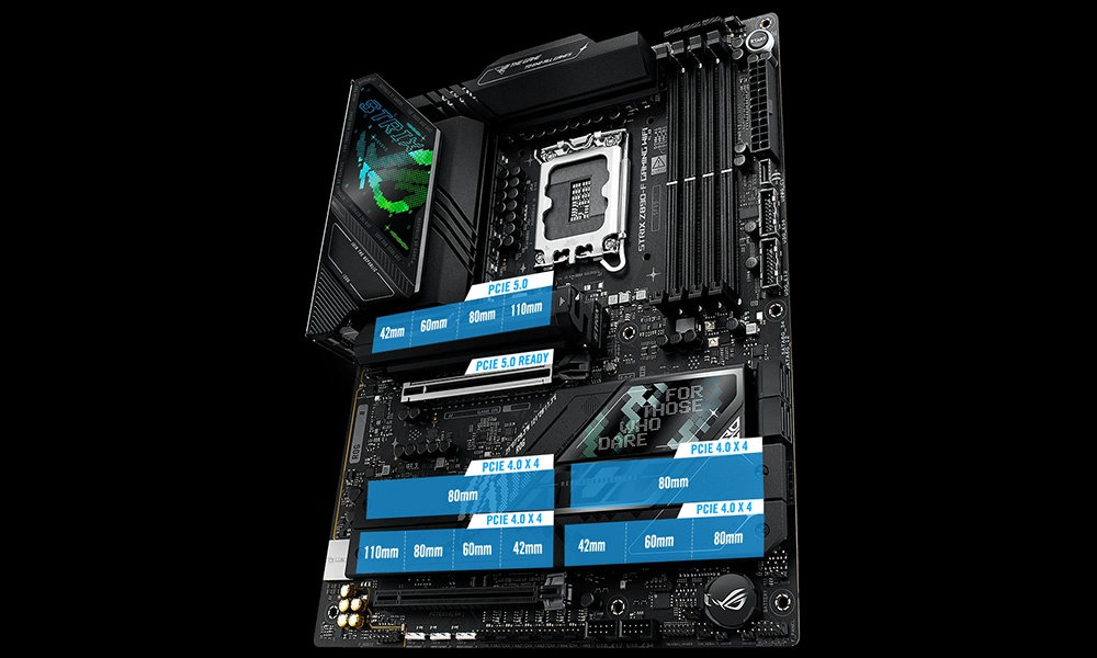ASUS ROG STRIX Z890-F PCIe 5.0 ve M.2 yuvaları