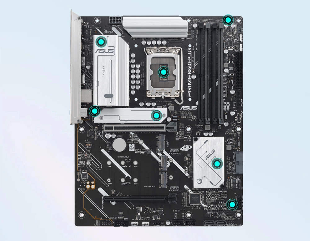 ASUS PRIME B860-PLUS-CSM daha serin tasarım soğutma blokları