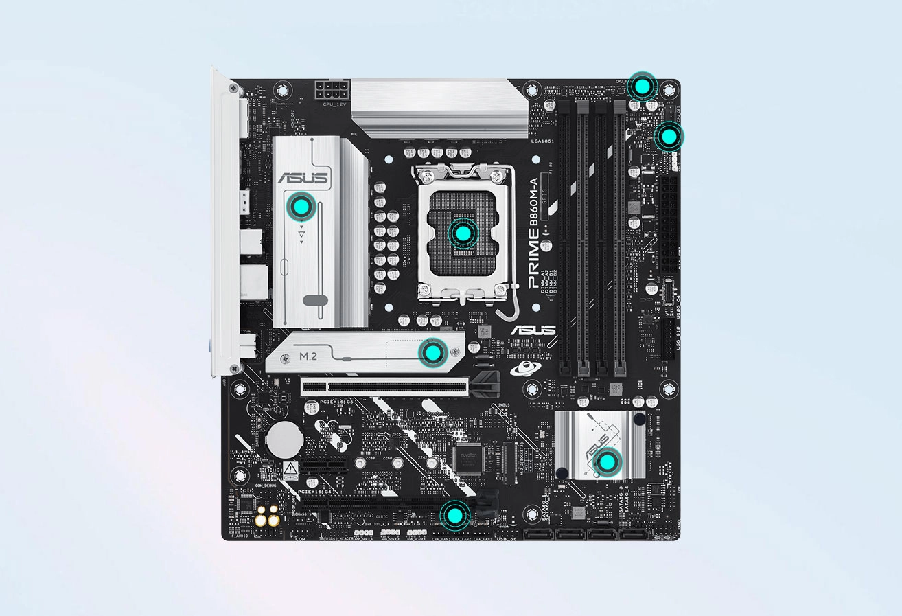 ASUS PRIME B860M-A-CSM daha serin tasarım soğutma blokları