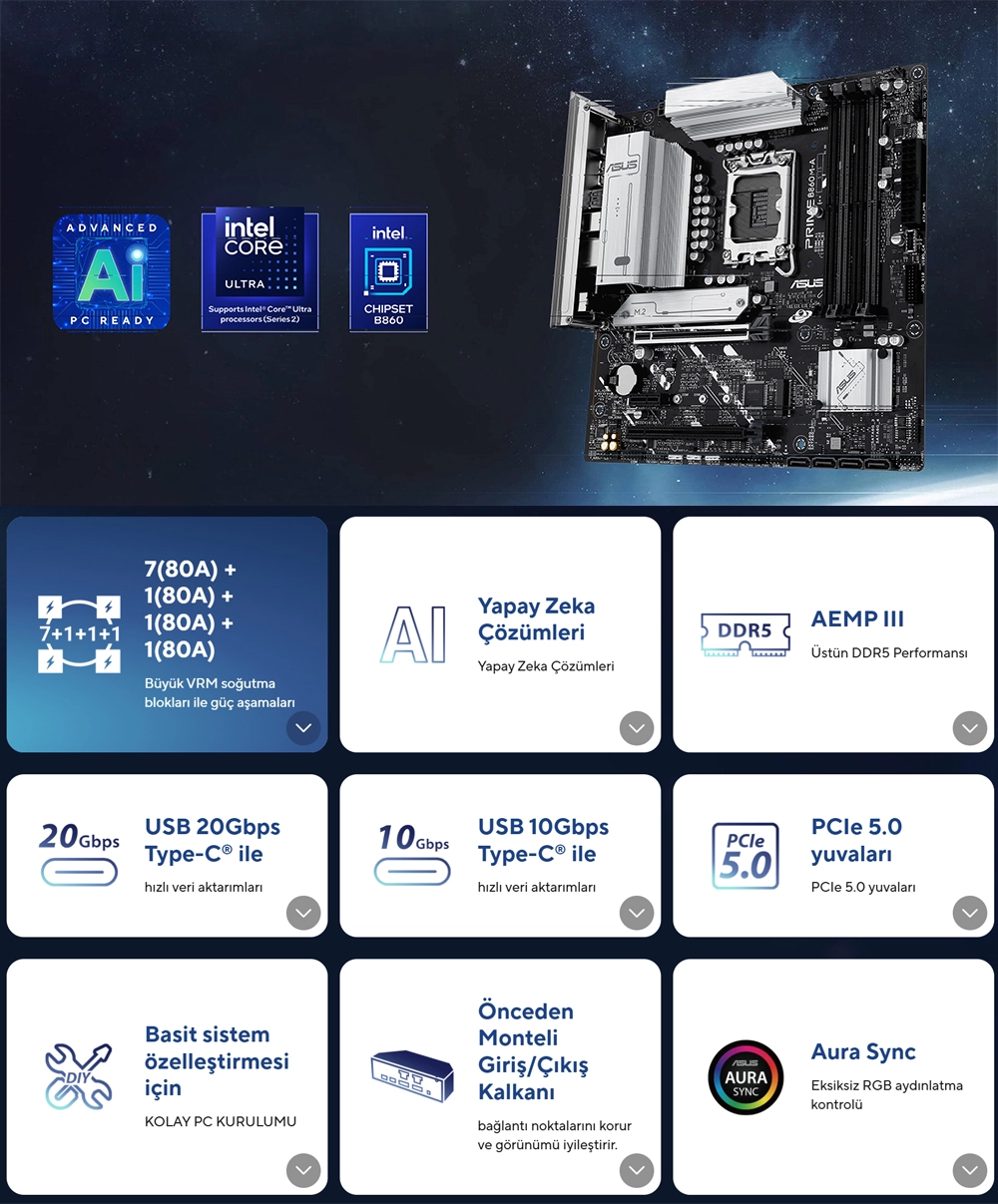 ASUS PRIME B860M-A-CSM özellik özeti