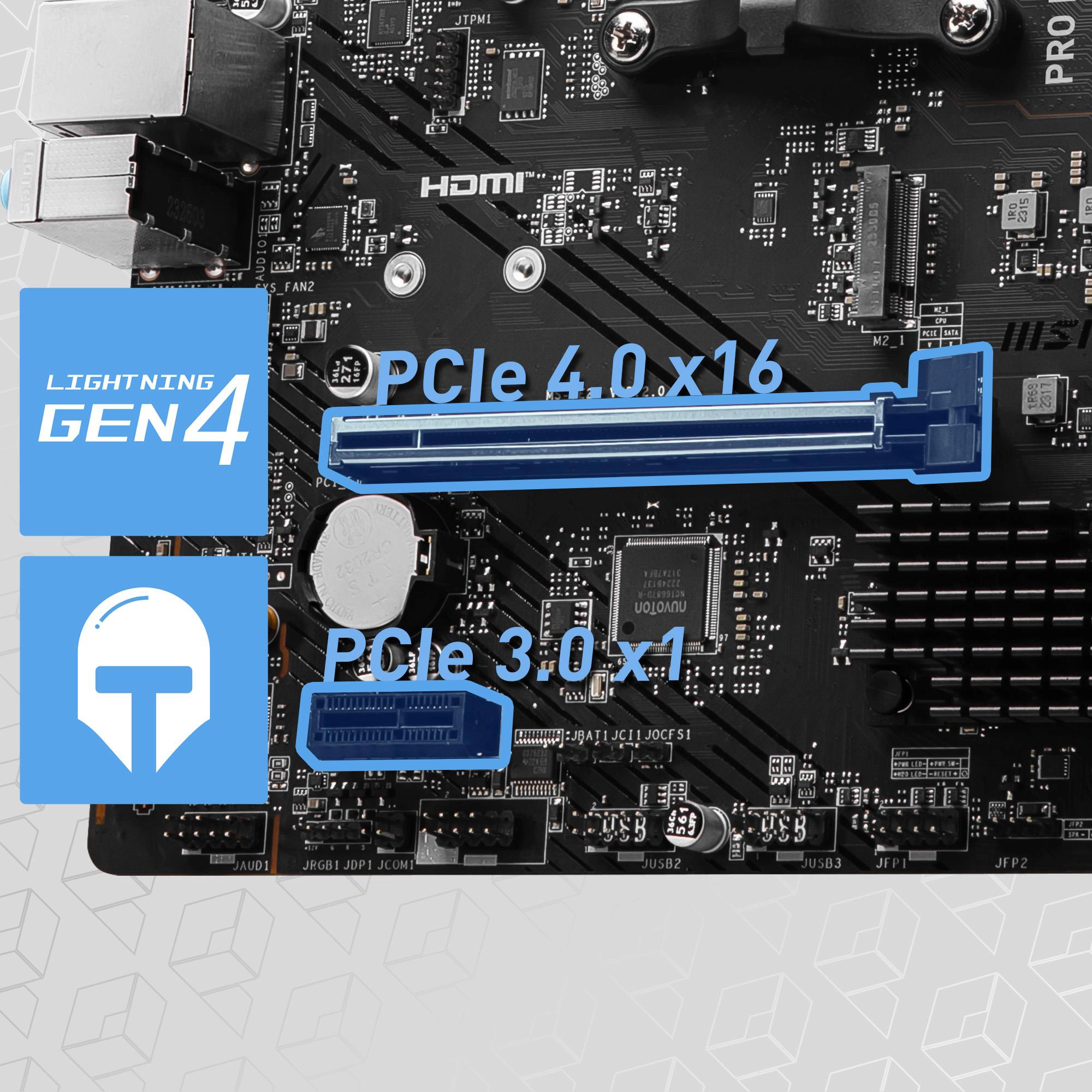 MSI PRO B650M-B Lightning Gen4 PCIe 4.0 x16 Steel Armor