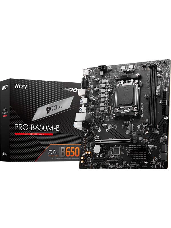 MSI PRO B650M-B anakart ve perakende kutusu