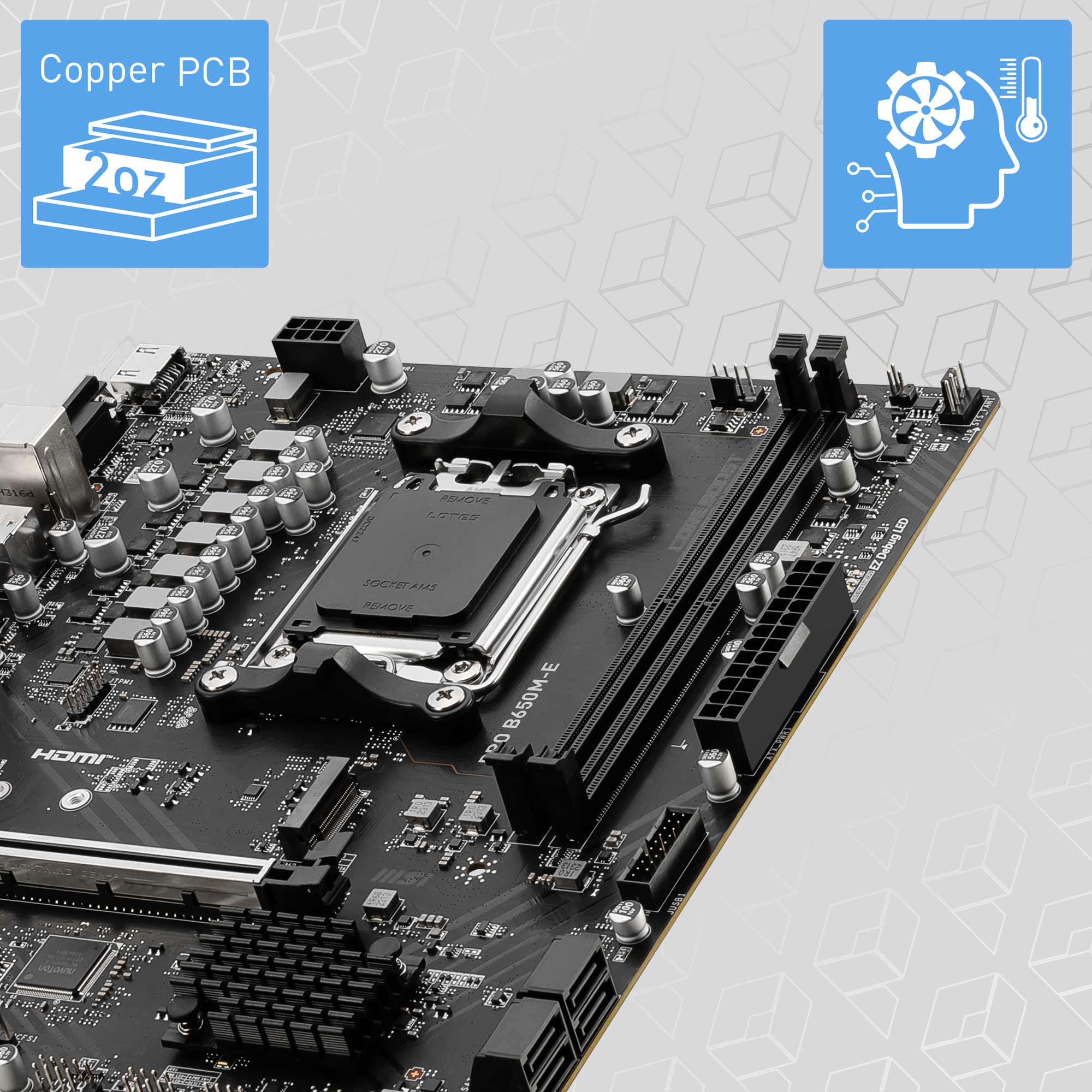 MSI PRO B650M-E entegre soğutma ve chipset soğutucu