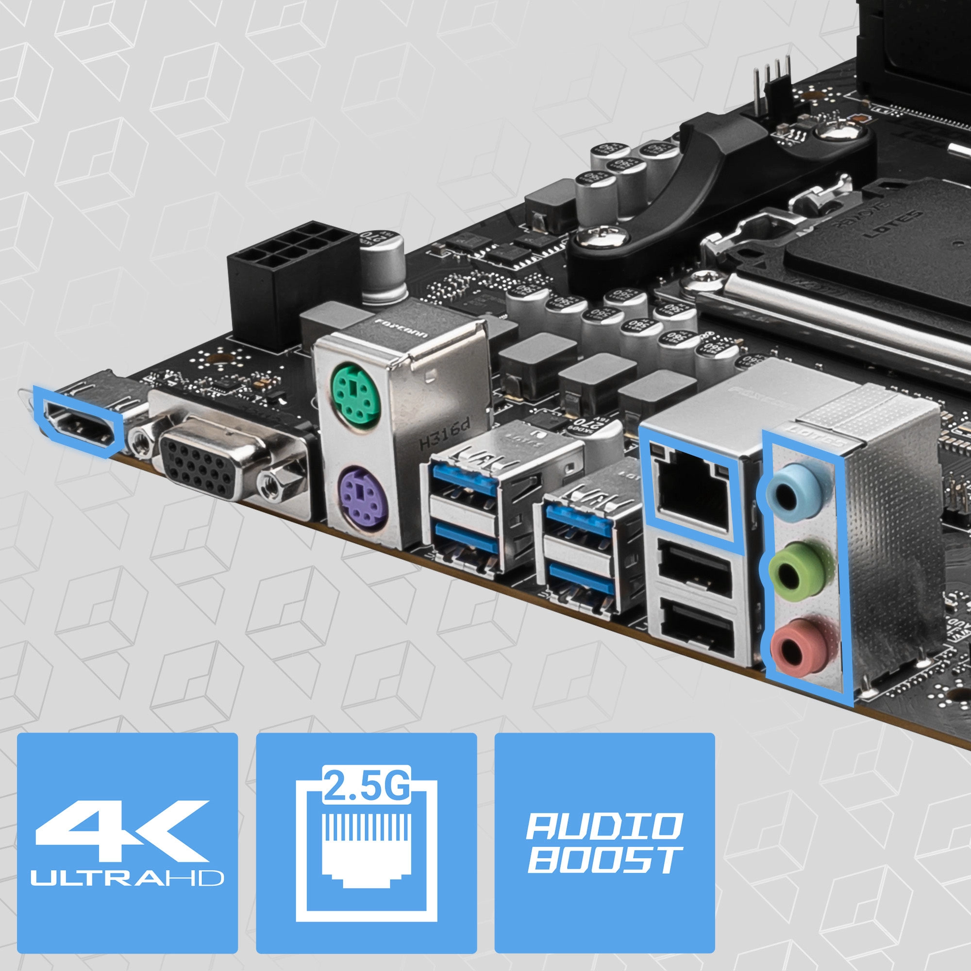 MSI PRO B650M-E arka G/Ç paneli ve LAN portu