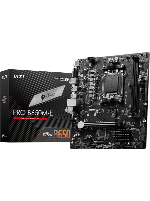 MSI PRO B650M-E anakart ve perakende kutusu