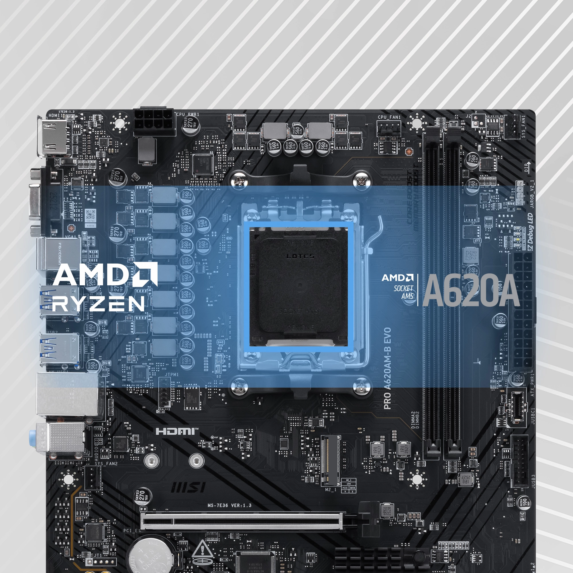 MSI PRO A620AM-B EVO AMD Ryzen AM5 A620A soket