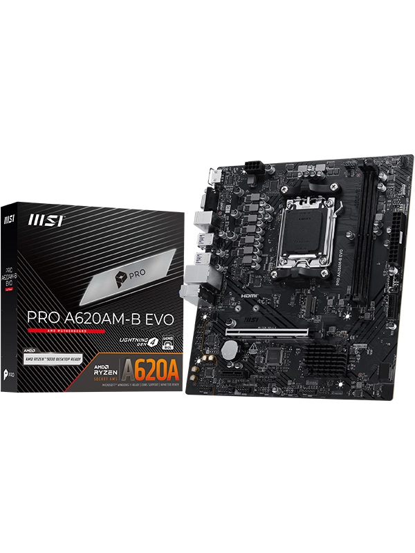 MSI PRO A620AM-B EVO anakart ve perakende kutusu