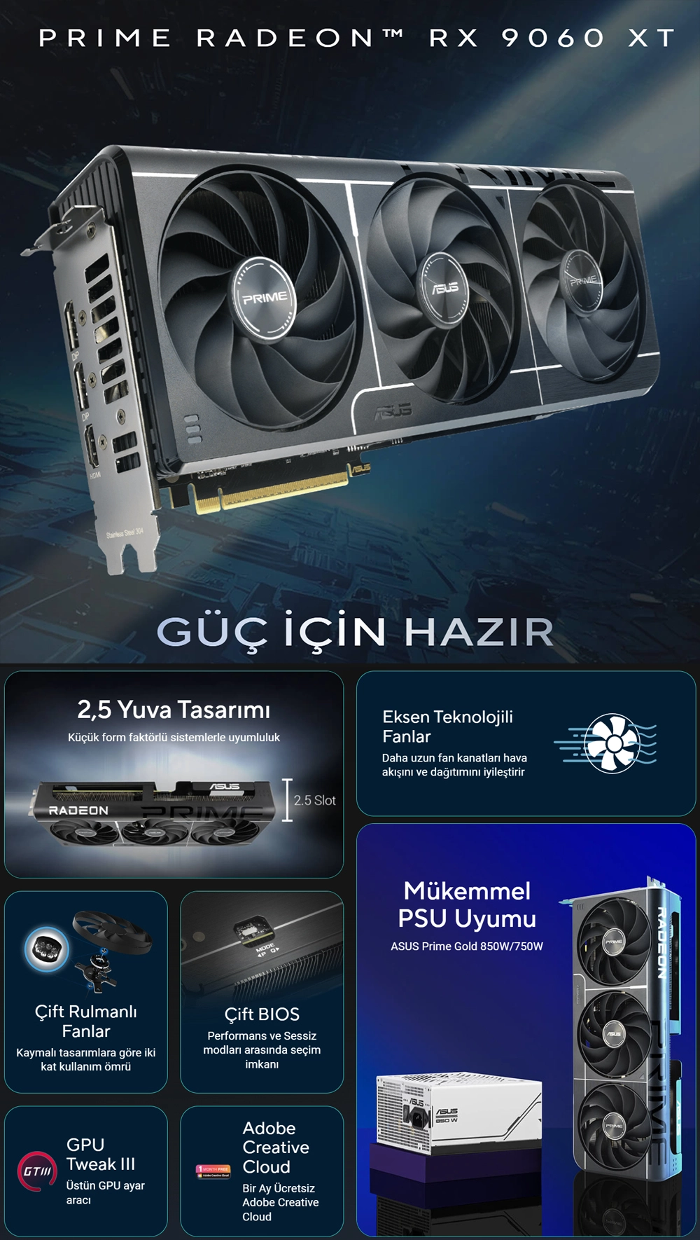 ASUS Prime Radeon™ RX 9060 XT OC Edition 8GB GDDR6