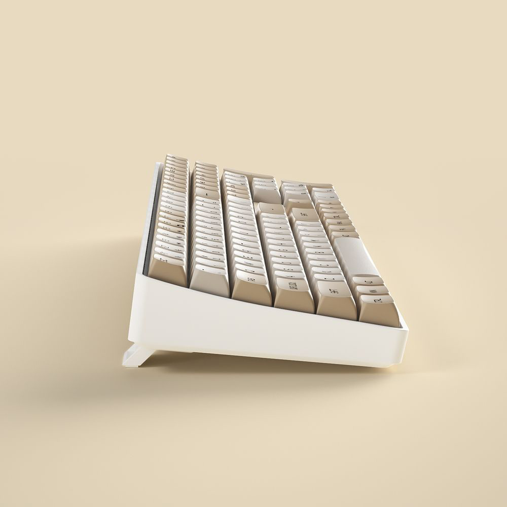 AIGO A108 Milky Brown İngilizce Q Mekanik Klavye Yellow Switch Oyuncu Klavyesi