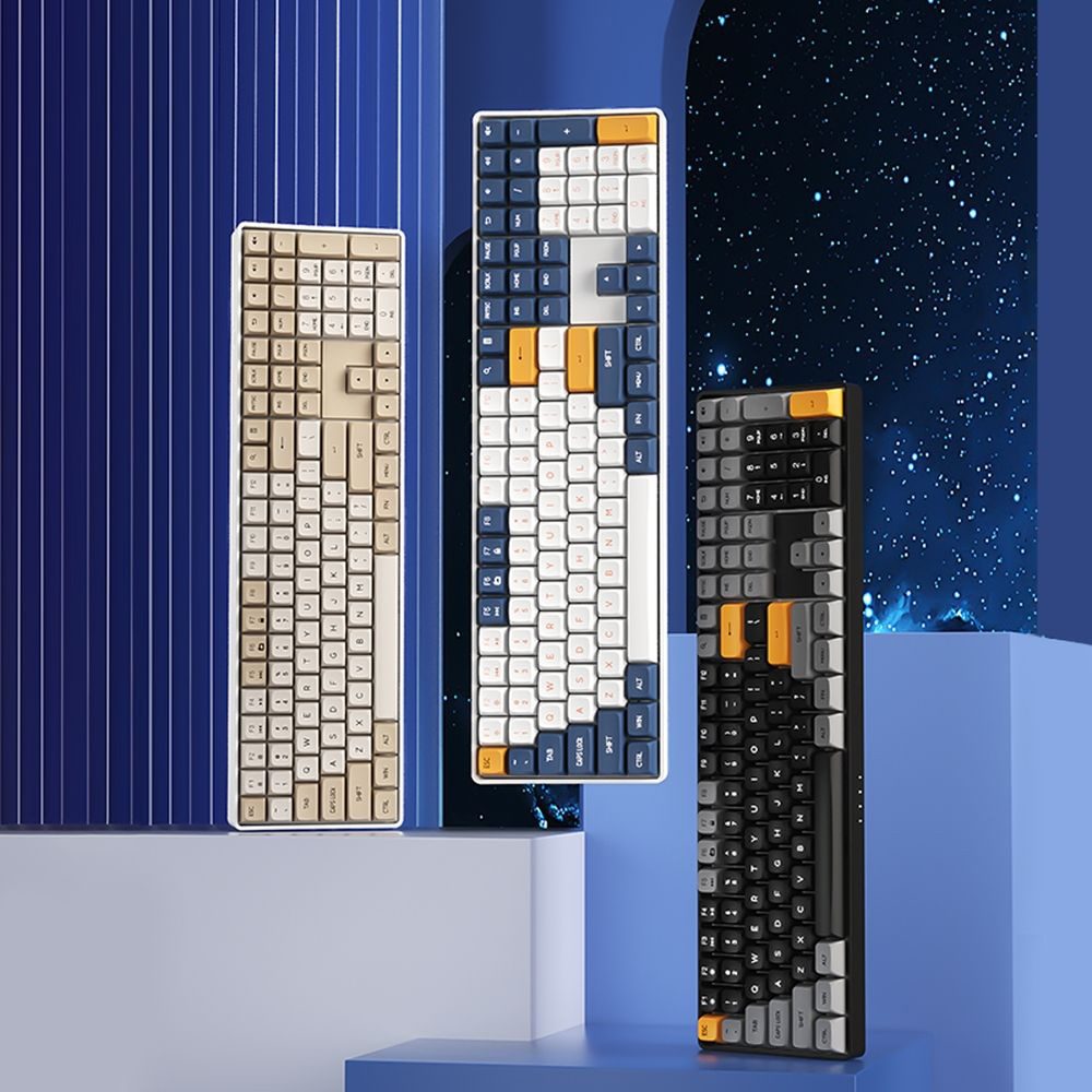 AIGO A108 Milky Brown İngilizce Q Mekanik Klavye Yellow Switch Oyuncu Klavyesi