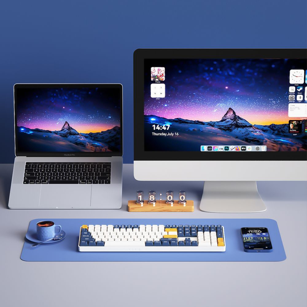 AIGO A108 Starry Blue İngilizce Q Mekanik Klavye Yellow Switch