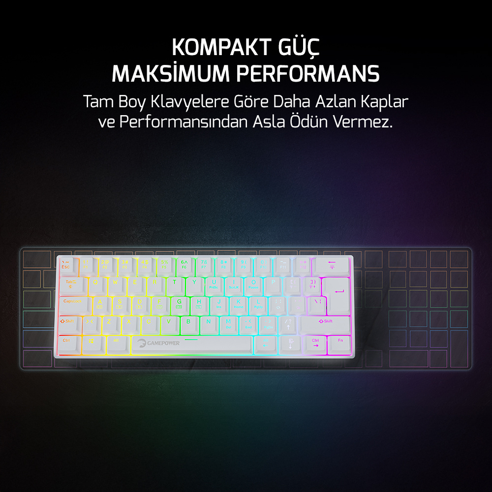 Gamepower Lyra Beyaz RGB Red Switch Gaming Klavye
