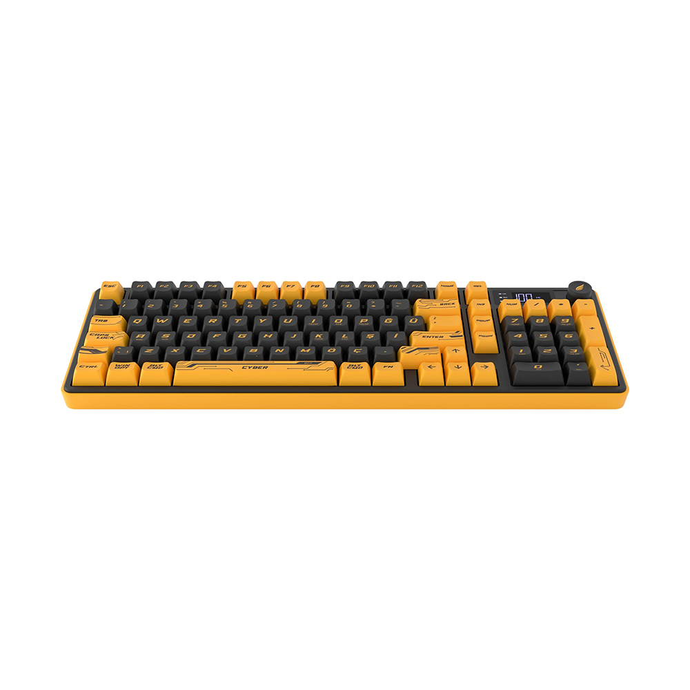 Hawk Gaming HK258 Membrane LCD RGB Kablosuz Cyber Sarı Siyah Gaming Klavye