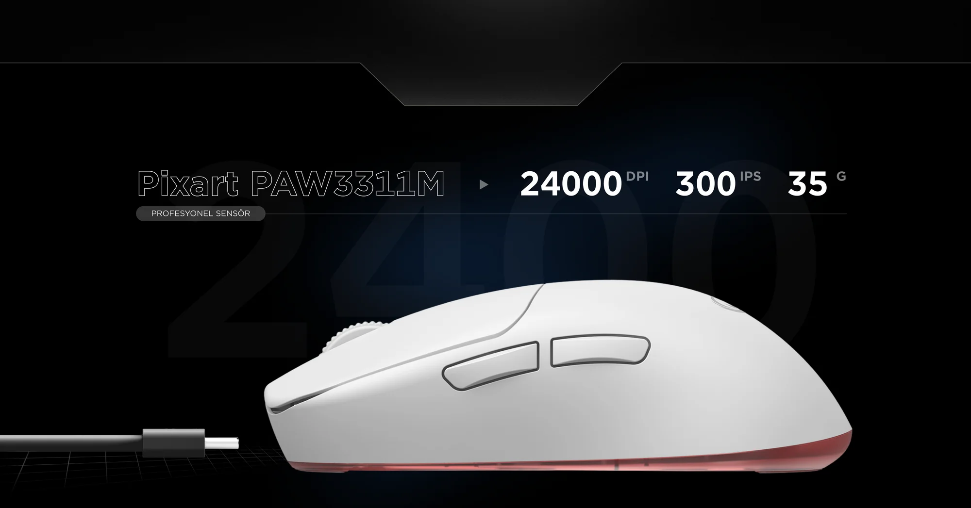 Kablosuz Oyuncu Mouse Beyaz