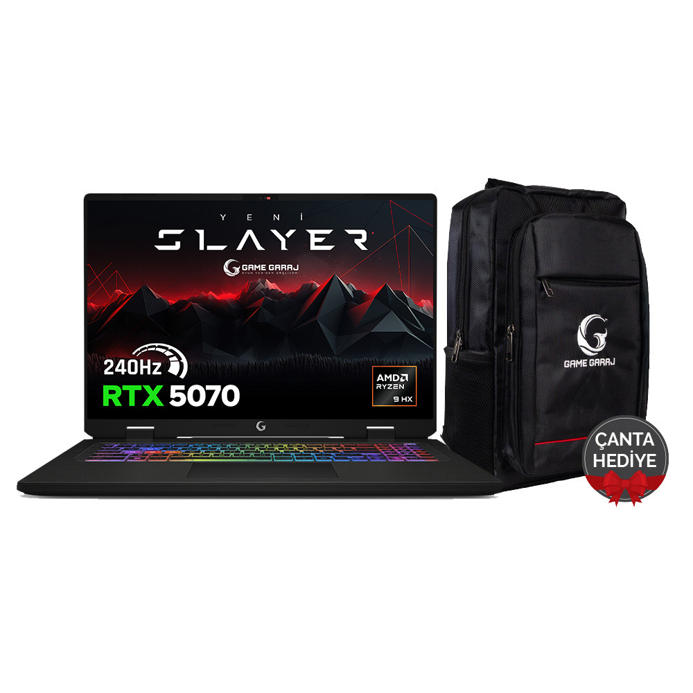 Game Garaj Slayer R9M3D XL-5070 AMD Ryzen 9 9955HX3D RTX5070 17" QHD+ 240Hz FreeDos Oyuncu Laptop
