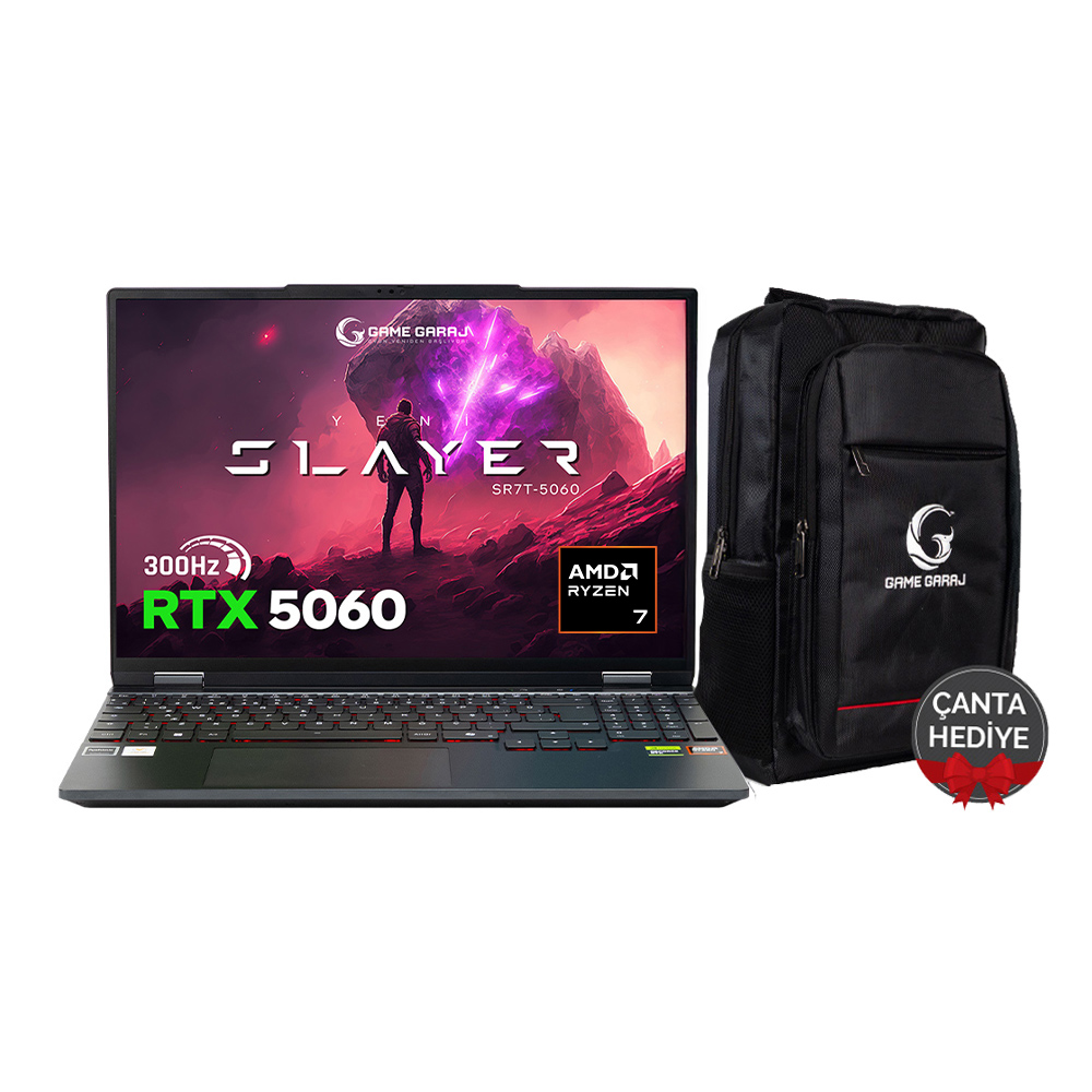 Game Garaj Slayer SR7T-5060 AMD Ryzen 7 255 RTX5060 15.3" 300Hz QHD+ FreeDos Oyuncu Laptop