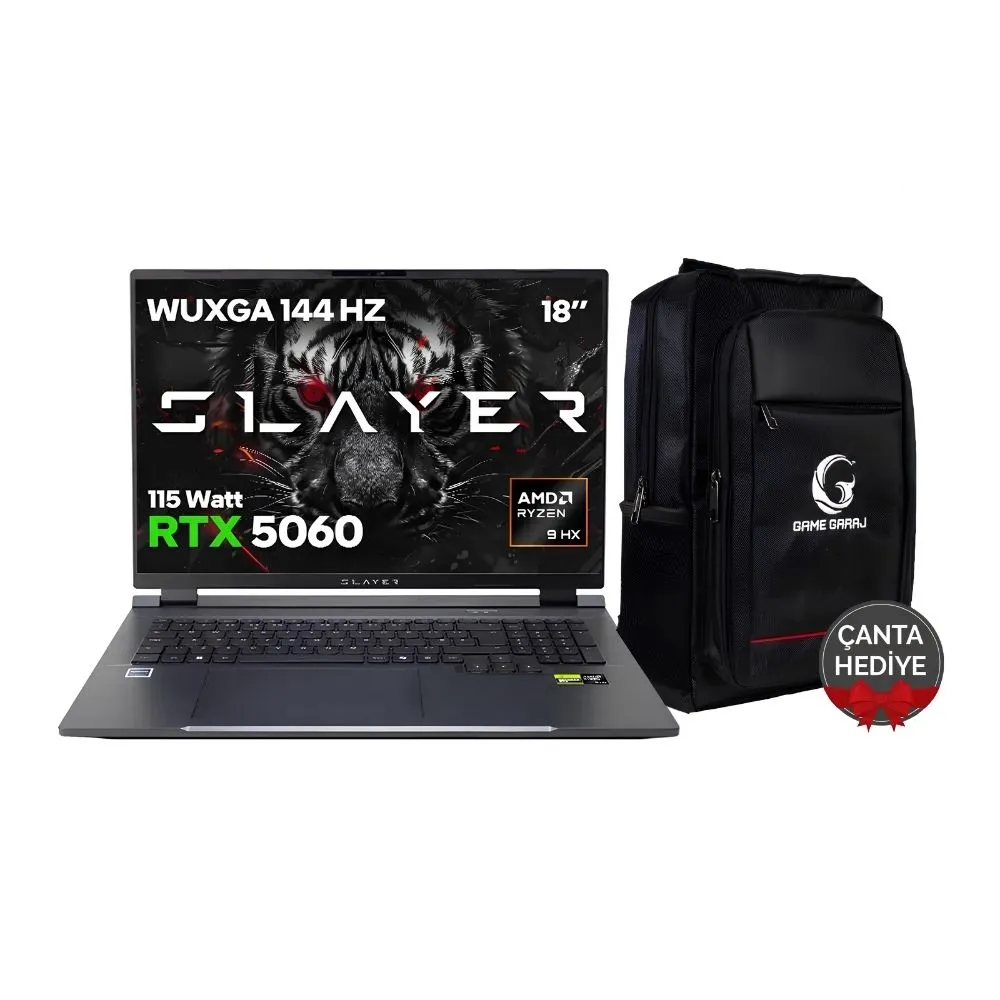 Game Garaj Slayer R9T XL-5060 AMD Ryzen 9 8945HX RTX5060 18" 144Hz WUXGA FreeDOS Oyuncu Laptop