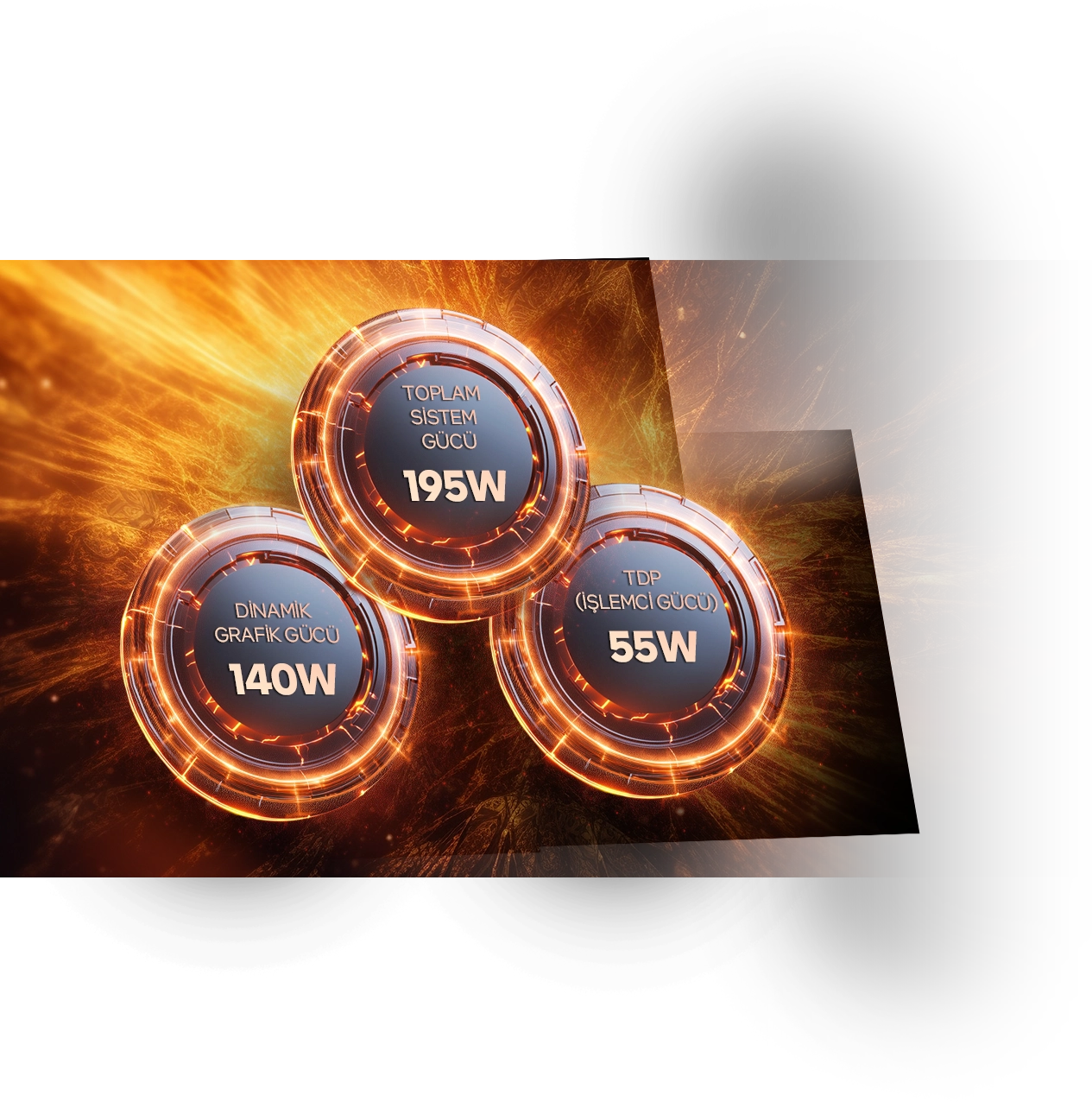Slayer R9T-5070Ti 195W toplam sistem gücü, 140W grafik ve 55W işlemci TDP değerleri