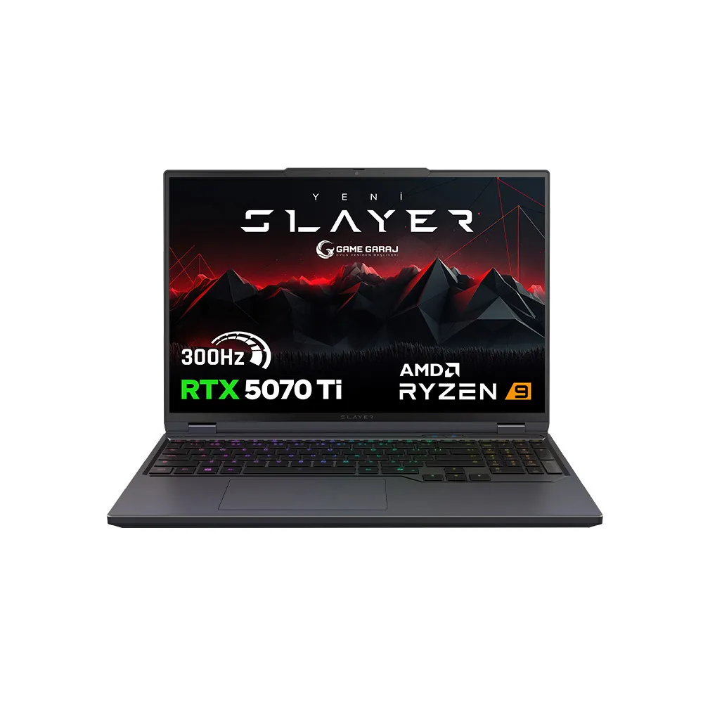 Game Garaj Slayer R9T-5070Ti AMD Ryzen 9 9955HX RTX5070Ti 16" QHD+ FreeDos 300Hz Oyuncu Laptop