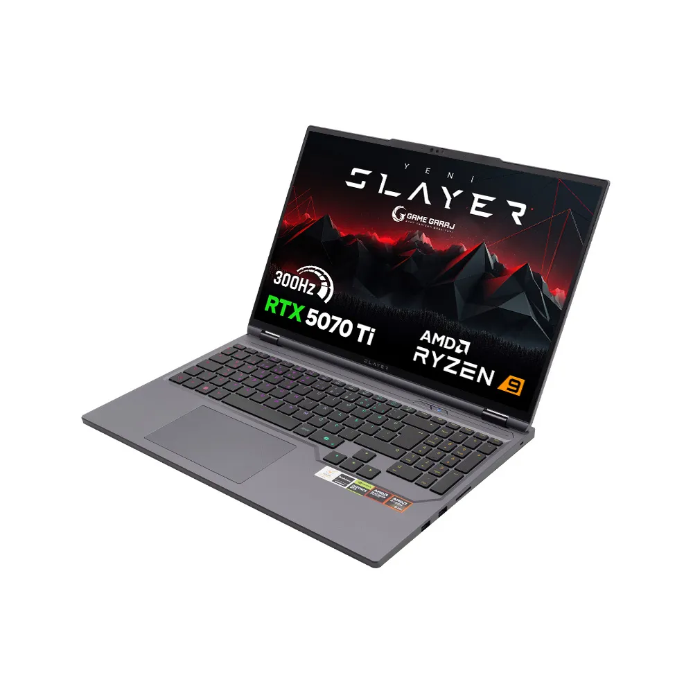 Game Garaj Slayer R9T-5070Ti AMD Ryzen 9 9955HX RTX5070Ti 16" QHD+ FreeDos 300Hz Oyuncu Laptop