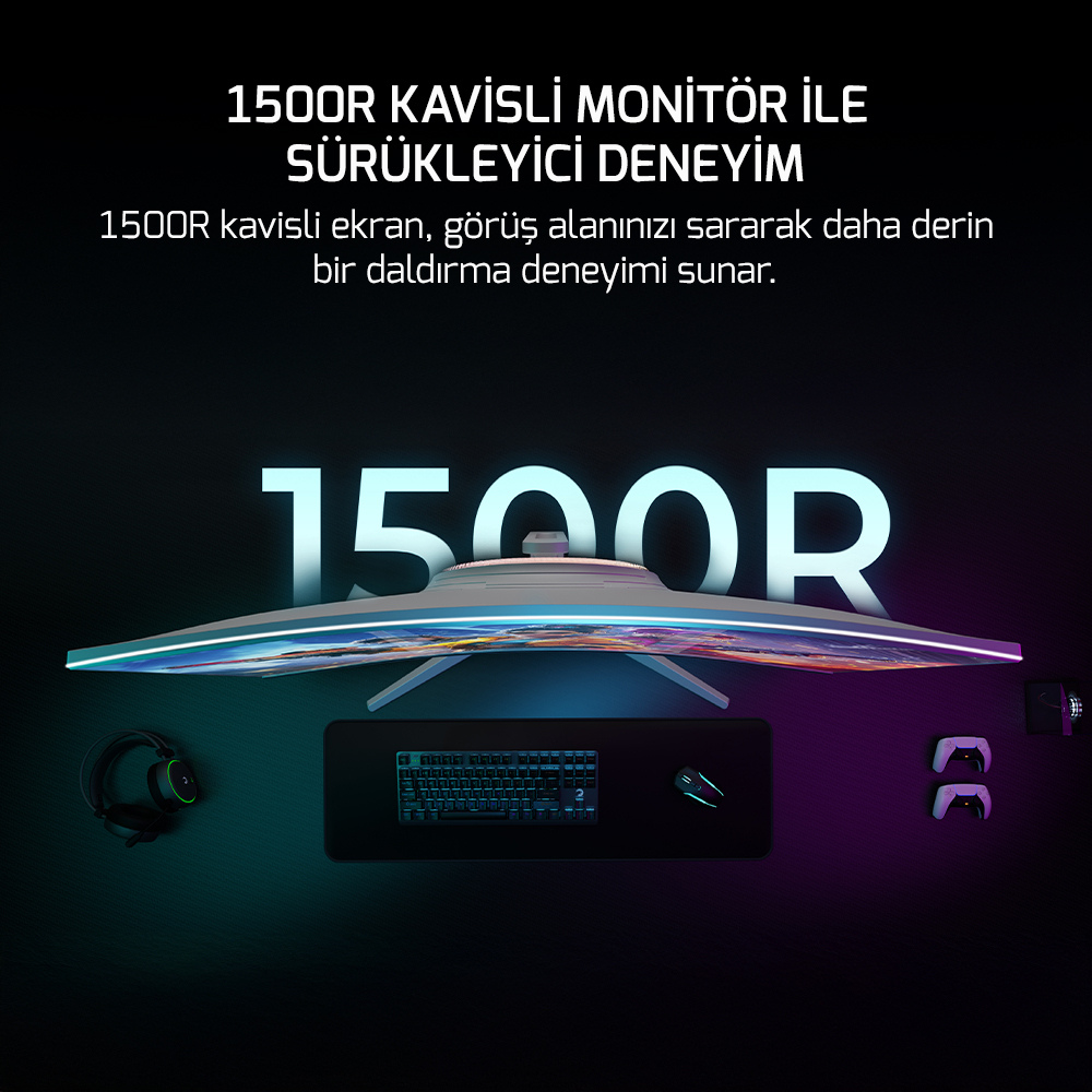 Gamepower 27'' VIVID F20 RGB Curved 144Hz 1ms VA Beyaz Gaming Monitör
