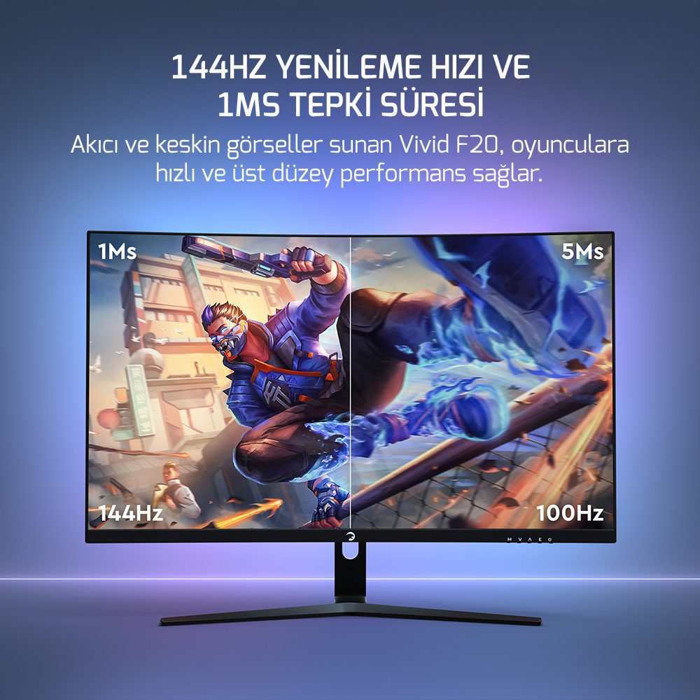 GamePower 27'' VIVID F20 RGB Curved 144Hz 1ms VA Siyah Gaming Monitör
