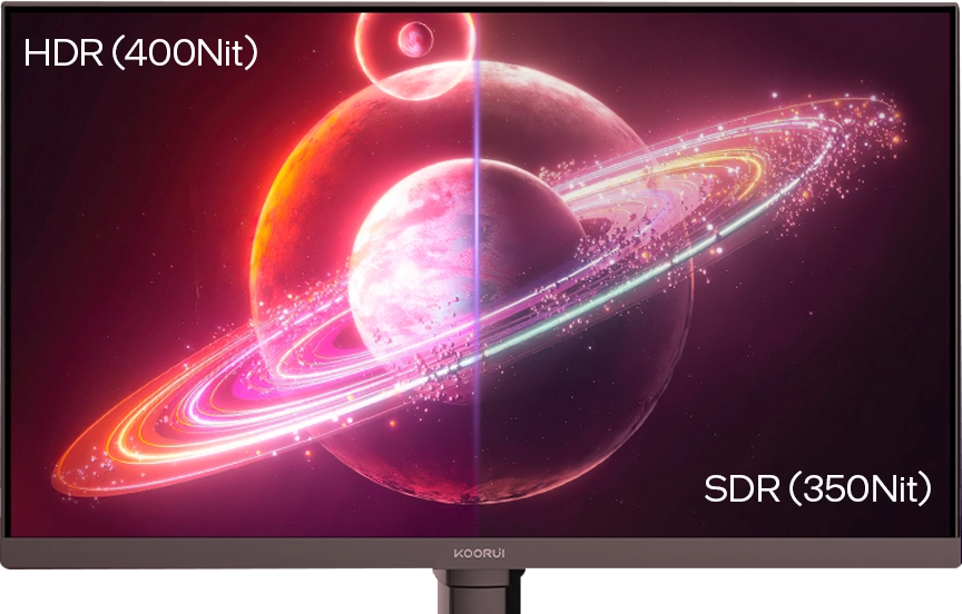 Koorui G2721E HDR 400 ve SDR renk karşılaştırması