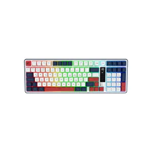 Hawk Gaming HK257 Membrane LCD RGB Kablosuz Kırmızı Mavi Gaming Klavye