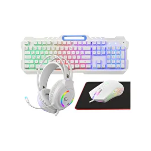Rampage FITMENT KM-GX7 Gökkuşağı Aydınlatmalı Beyaz USB Gaming Combo Oyuncu Seti