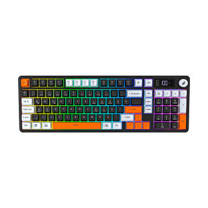 Hawk Gaming HK258 Membrane LCD RGB Kablosuz Siyah Turuncu Gaming Klavye