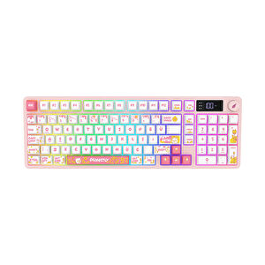 Hawk Gaming HK258 Membrane LCD RGB Kablosuz Beyaz Pembe Gaming Klavye