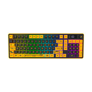 Hawk Gaming HK258 Membrane LCD RGB Kablosuz Cyber Sarı Siyah Gaming Klavye