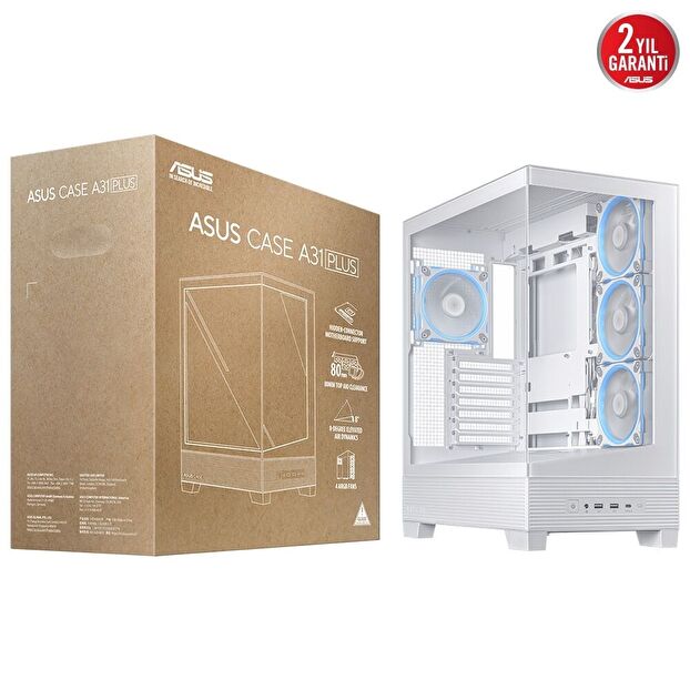 ASUS A31 PLUS TG ARGB Tempered Glass ATX Beyaz Kasa 