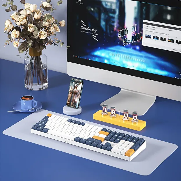 AIGO A108 Starry Blue İngilizce Q Mekanik Klavye Blue Switch Oyuncu Klavyesi