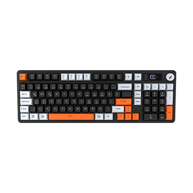 Hawk Gaming HK258 Membrane LCD RGB Kablosuz Siyah Turuncu Gaming Klavye