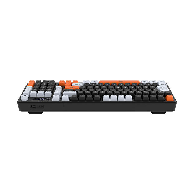 Hawk Gaming HK258 Membrane LCD RGB Kablosuz Siyah Turuncu Gaming Klavye