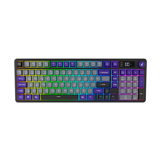 Hawk Gaming HK258 Membrane LCD RGB Kablosuz Gri Mor Gaming Klavye