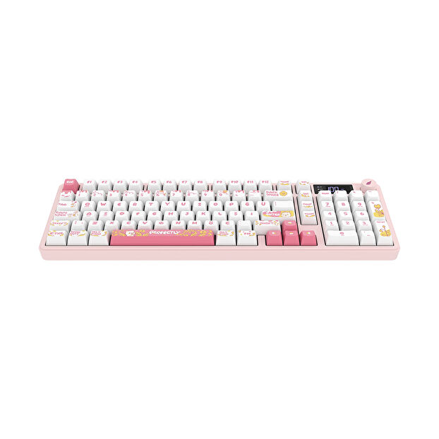 Hawk Gaming HK258 Membrane LCD RGB Kablosuz Beyaz Pembe Gaming Klavye