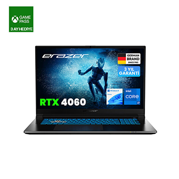 ERAZER Defender P50i MD62643 Intel Core i7-12650H 16GB RAM 1TB SSD RTX4060 17" Full HD 144Hz W11H Oyuncu Laptop