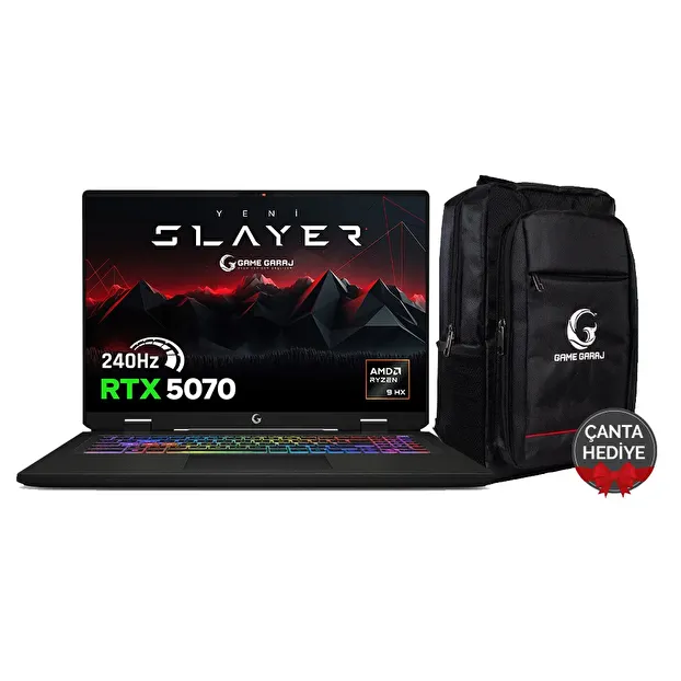 Game Garaj Slayer R9M3D XL-5070 AMD Ryzen 9 9955HX3D RTX5070 17" QHD+ 240Hz FreeDos Oyuncu Laptop
